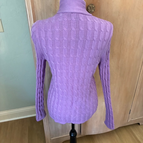 Talbots Purple Merino Wool Cable Cardigan Sweater - Picture 11 of 15